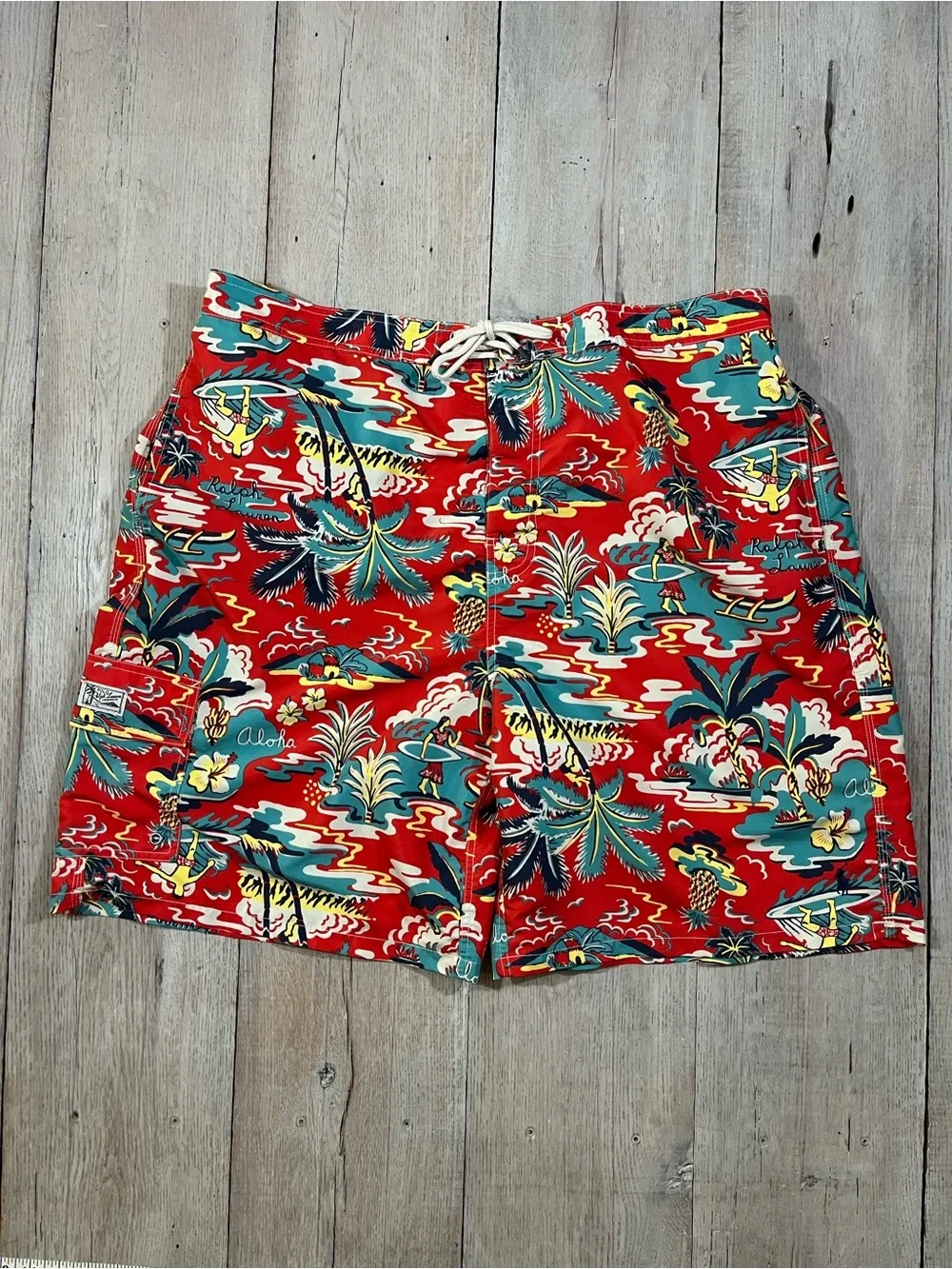 Polo Ralph Lauren Aloha Hawaiian Swim Trunks Board Shorts Size 2XLT 09/18